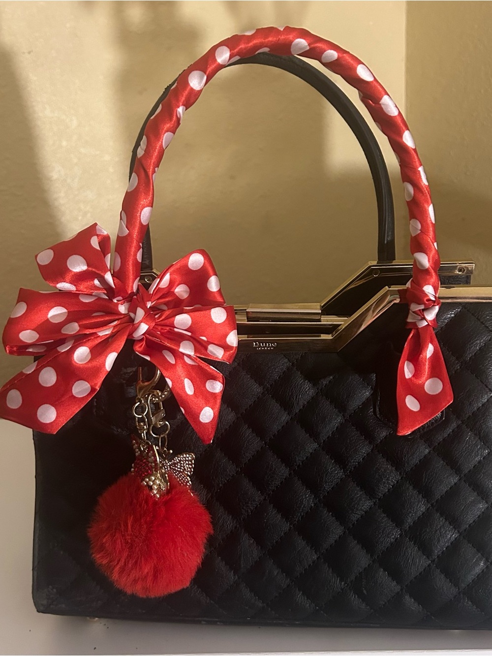 Twilly Satin Handbag Headband Scarf Red White Polka Dots